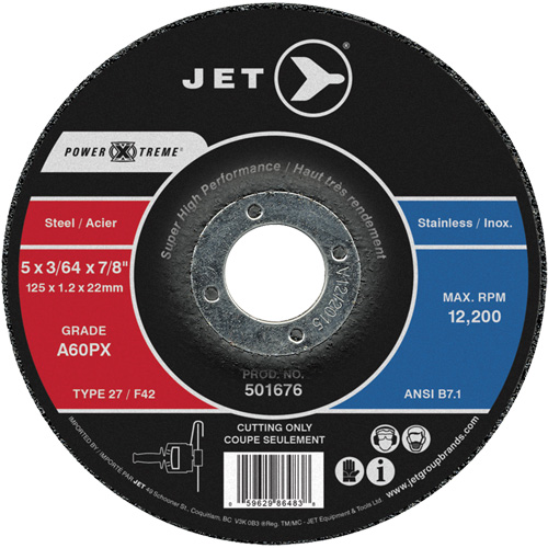 A60PX Power-Xtreme Cut-Off Wheel, 5" x 3/64", 7/8" Arbor, Type 27, 12200 RPM Air Extreme Inc.