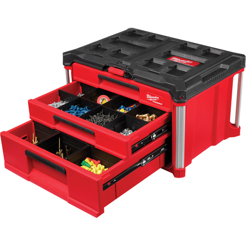 PackOut 3-Drawer Tool Box, 16-3/10" x 22-1/5" x 14-3/10", Red Air Extreme Inc.