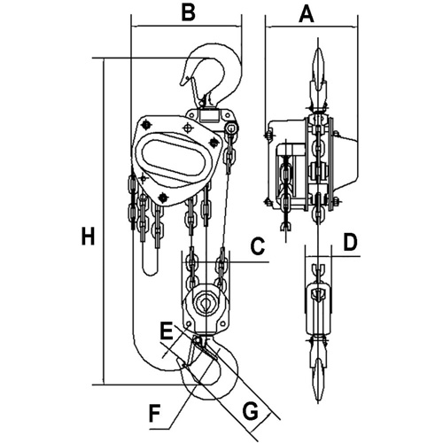 KCH Series Chain Hoists, 20' Lift, 11000 lbs. (5 tons) Capacity, Alloy Steel Chain Air Extreme Inc.