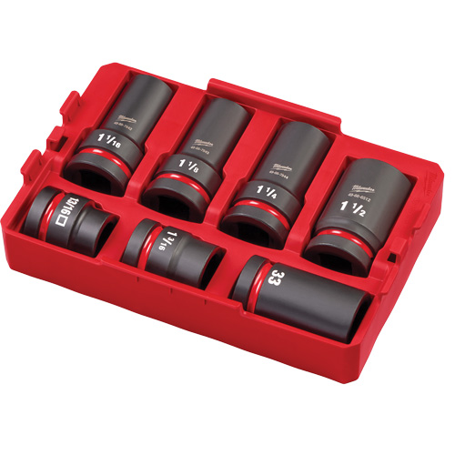 Jeu de douilles SAE & m&eacute;triques Packout Shockwave Impact Duty pour l'entrtien de roues, 7 Morceaux, Prise de 1" Air Extreme Inc.