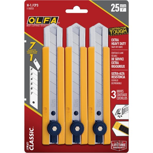 H-1 Classic Extra Heavy-Duty Utility Knife with Rubber Grip Inset, 25 mm Air Extreme Inc.