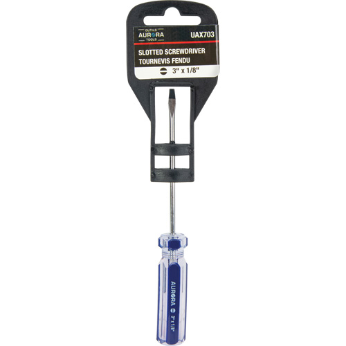 Tournevis &agrave; fente bleu transparent avec bandes , Tige de 1/8", Ronde, Prise en Plastique Air Extreme Inc.