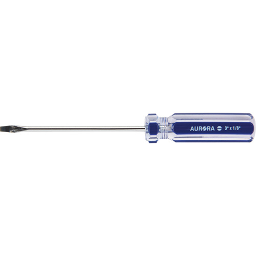 Tournevis &agrave; fente bleu transparent avec bandes , Tige de 1/8", Ronde, Prise en Plastique Air Extreme Inc.