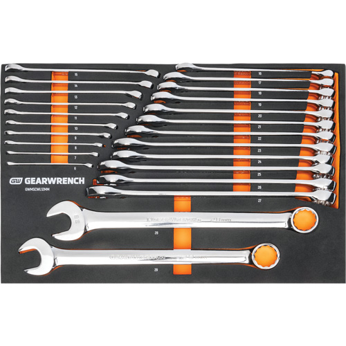12-Point Long Pattern Combination Metric Wrench Set in Foam Storage Tray, Open-Ended, 24 Pieces, Metric Air Extreme Inc.