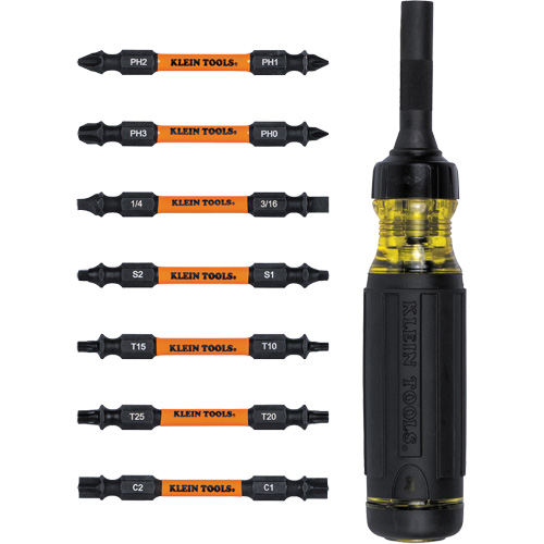 15-in-1 Ratcheting Impact-Rated Multi-Bit Torsion Zone Screwdriver, 9-1/2" L, Cushion Grip Handle Air Extreme Inc.