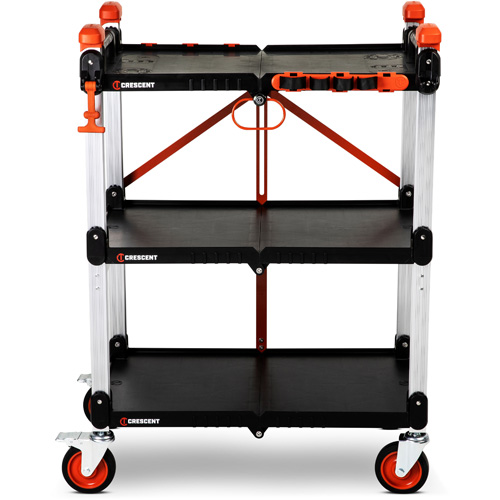 SITERUNNER 3-Shelf Folding Jobsite Cart, 30-3/5" L x 20" W x 42-1/2" H, Black Air Extreme Inc.