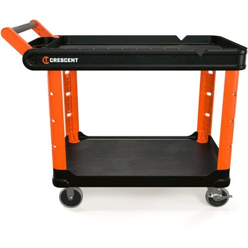 RAILWORKS 2-Shelf Industrial Utility Cart with 5" Hard Casters, 47" L x 24-1/2" W x 34" H, Black/Orange Air Extreme Inc.