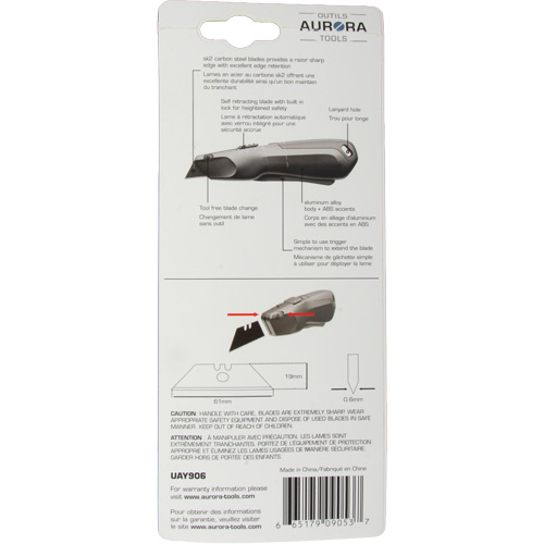 Retractable Safety Knife , Stainless Steel, Heavy-Duty, Plastic/Aluminum Handle Air Extreme Inc.