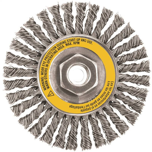 Wheel Brush, 4" Dia., 0.02" Fill, 5/8"-11 Arbor, Stainless Steel Air Extreme Inc.