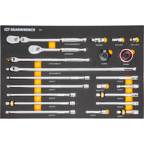 3/8" 90-Tooth Ratchet & Drive Tool Set with Foam Storage Tray Air Extreme Inc.