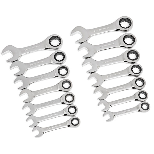 72-Tooth 12 Point Stubby Wrench Set, Ratcheting Combination, 14 Pieces, Imperial and Metric Air Extreme Inc.