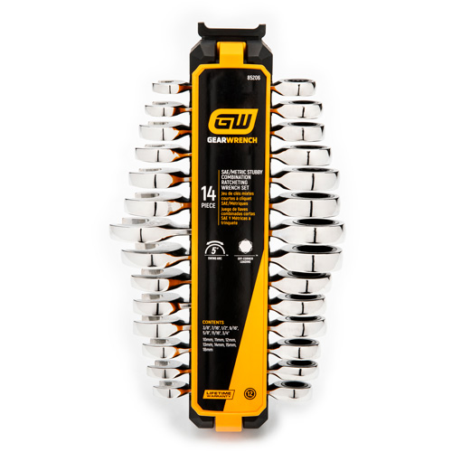 72-Tooth 12 Point Stubby Wrench Set, Ratcheting Combination, 14 Pieces, Imperial and Metric Air Extreme Inc.