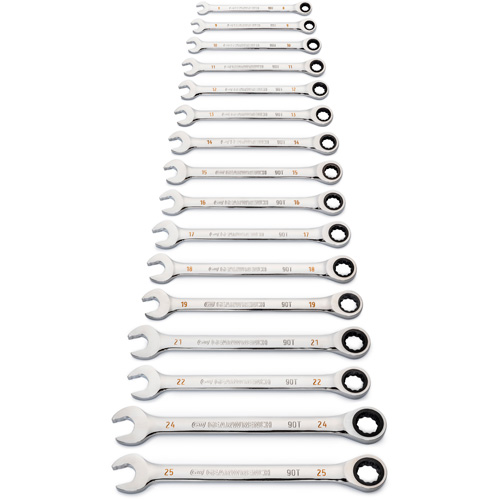 90-Tooth 12 Point Wrench Set, Ratcheting Combination, 16 Pieces, Metric Air Extreme Inc.