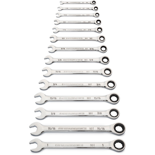90-Tooth 12 Point SAE Wrench Set, Ratcheting Combination, 14 Pieces, Imperial Air Extreme Inc.