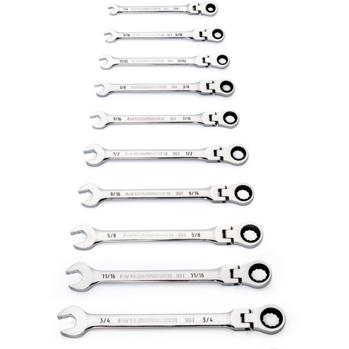 90-Tooth 12 Point SAE Wrench Set, Flex Head/Ratcheting Combination, 10 Pieces, Imperial Air Extreme Inc.