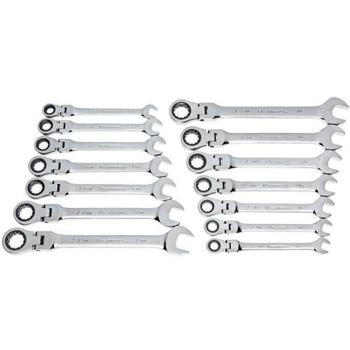 72-Tooth 12 Point Wrench Set, Flex Head/Ratcheting Combination, 14 Pieces, Imperial and Metric Air Extreme Inc.