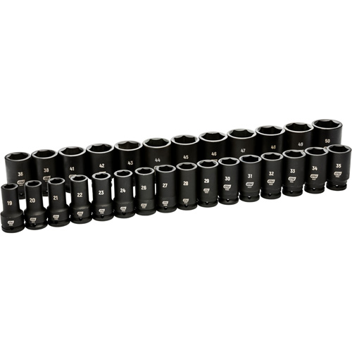 Jeu de douilles m&eacute;triques &agrave; 6 pans, 28 Mcx, Chocs, Prise de 3/4", Profond Air Extreme Inc.