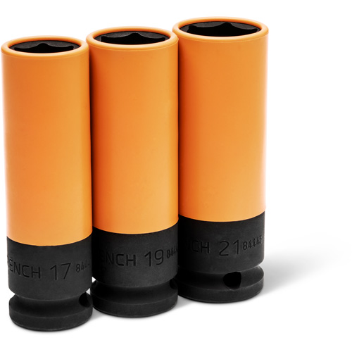 Metric High-Strength Wheel Protector Socket Set, 3 Pcs, Impact, 1/2" Drive Size, Deep Air Extreme Inc.