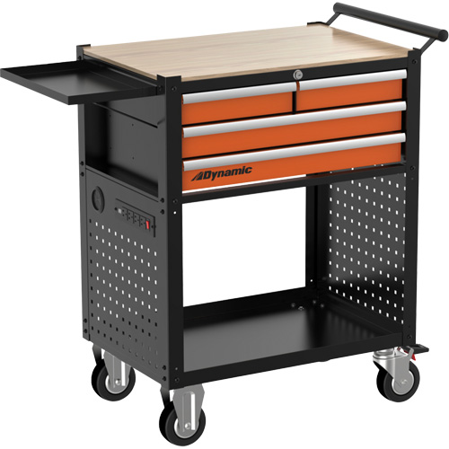 Chariot utilitaire, 4 tiroirs, Noir/Orange Air Extreme Inc.