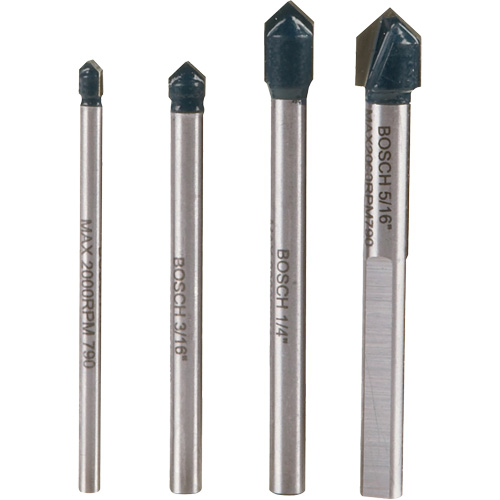 Glass & Tile Drill Bit Set, 4 Pieces, Carbide Air Extreme Inc.