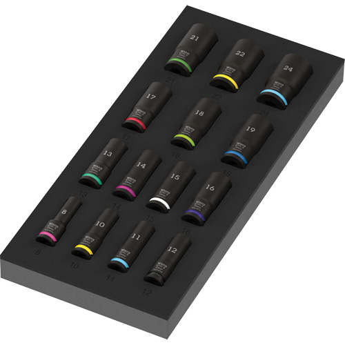 Insert en mousse pour jeu de douilles profondes Impaktor 1 Zyklop B, 15 Mcx, Chocs, Prise de 3/8", Profond Air Extreme Inc.