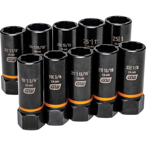 Bolt Biter Extraction Socket Set, 10 Pcs, Impact, 1/2" Drive Size, Deep Air Extreme Inc.