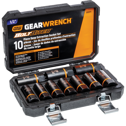 Bolt Biter Extraction Socket Set, 10 Pcs, Impact, 1/2" Drive Size, Deep Air Extreme Inc.