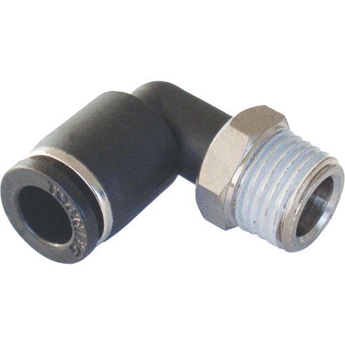 MAXFIT Push-to-Connect to Male NPT Elbow Adapter, 3/8" x 1/2" Dia., PBT Polymer Air Extreme Inc.