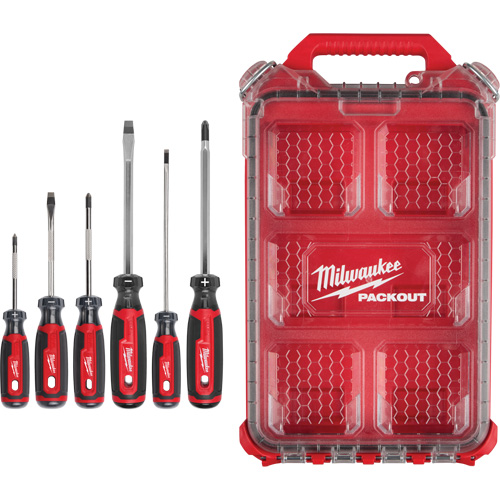 Cushion Grip Screwdrivers Set with PACKOUT Low-Profile Compact Organizer, 6 Pcs. Air Extreme Inc.