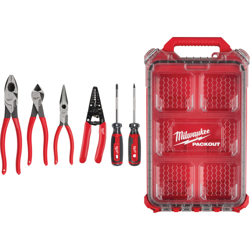 Dipped Grip Pliers, Wire Stripper & Cushion Grip Screwdrivers Set with PACKOUT Organizer Air Extreme Inc.