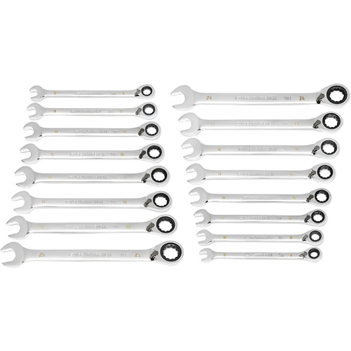Jeu de cl&eacute;s r&eacute;versibles &agrave; 12 pans et 90 dents, Cl&eacute; polygonale, 16 morceaux, M&eacute;trique Air Extreme Inc.