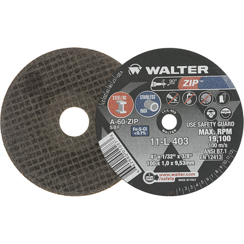 Zip Cut-Off Wheel, 4" x 1/32", 3/8" Arbor, Type 1, Aluminum Oxide, 19100 RPM Air Extreme Inc.