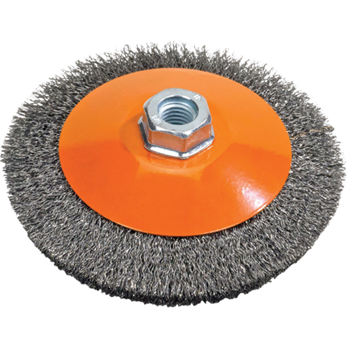 Saucer Cup Brush With Knot-Twisted Wires, 5" Dia., 0.02" Fill, 5/8"-11 Arbor, Steel Air Extreme Inc.