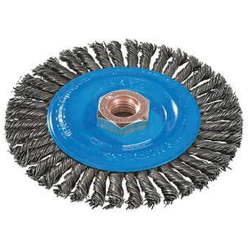 Brosse &agrave; fils nou&eacute;s pour cordons de soudure, Dia. 4", Fils 0,02", Arbre 5/8"-11, Aluminium/Acier inoxydable Air Extreme Inc.