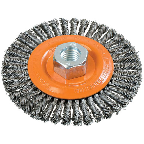 Brosse &agrave; fils nou&eacute;s pour cordons de soudure, Dia. 4-1/2", Fils 0,02", Arbre 5/8"-11, Acier Air Extreme Inc.