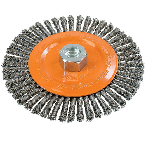Stringer Bead Knotted Wire Brush, 6" Dia., 0.02" Fill, 5/8"-11 Arbor, Steel Air Extreme Inc.