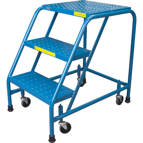 Rolling Step Ladder, 3 Steps, 18" Step Width, 28" Platform Height, Steel Air Extreme Inc.