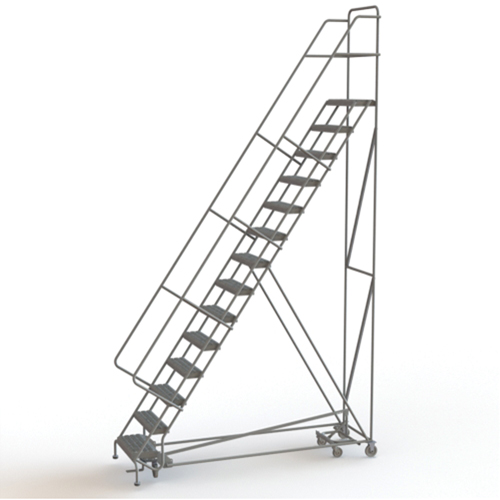 All Directional Rolling Ladder, 14 Steps, 24" Step Width, 140" Platform Height, Steel Air Extreme Inc.