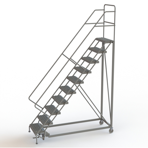 Safety Slope Rolling Ladder, 10 Steps, Serrated, 50° Incline, 100" High Air Extreme Inc.