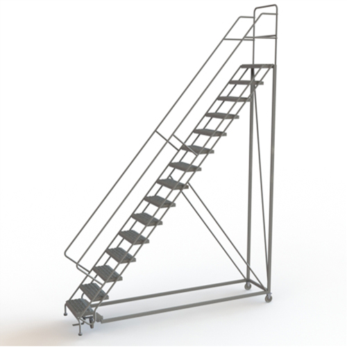 Safety Slope Rolling Ladder, 15 Steps, Serrated, 50° Incline, 150" High Air Extreme Inc.