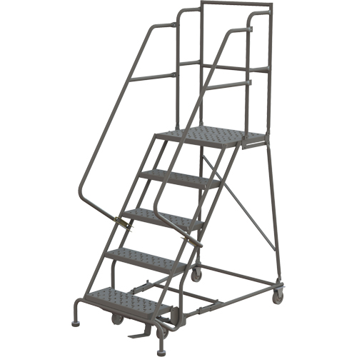 Deep Top Step Rolling Ladder, 5 Steps, 24" Step Width, 50" Platform Height, Steel Air Extreme Inc.
