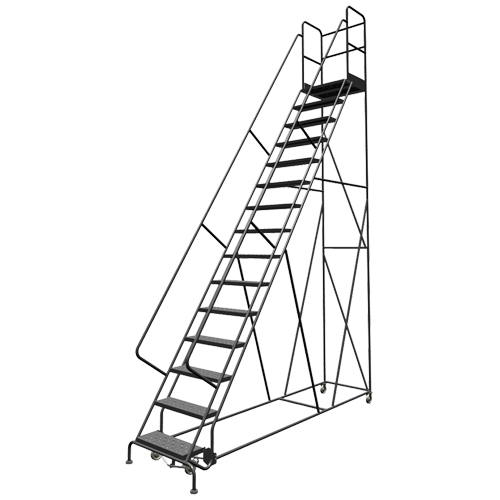 Deep Top Step Rolling Ladder, 16 Steps, 24" Step Width, 160" Platform Height, Steel Air Extreme Inc.
