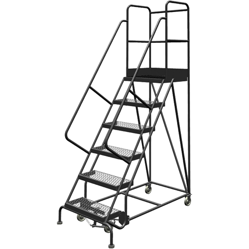 Escabeaux roulants &agrave; dessus profond, 6 marches, Largeur de la marche 24", Hauteur de la plateforme 60", Acier Air Extreme Inc.