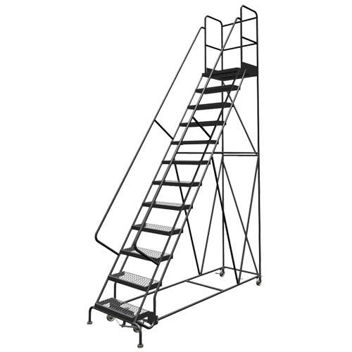 Deep Top Step Rolling Ladder, 16 Steps, 24" Step Width, 160" Platform Height, Steel Air Extreme Inc.