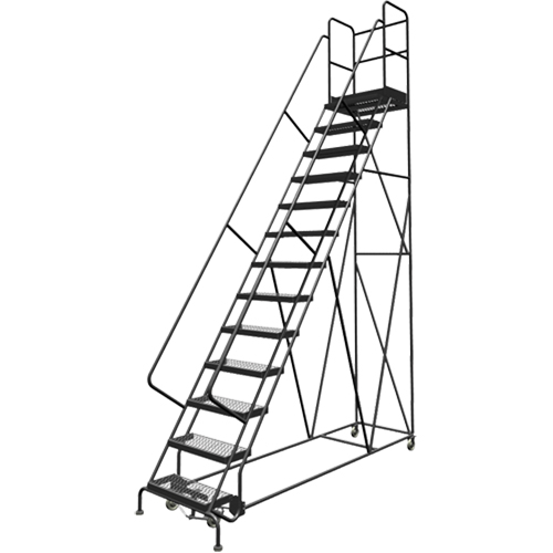 Deep Top Step Rolling Ladder, 13 Steps, 24" Step Width, 130" Platform Height, Steel Air Extreme Inc.