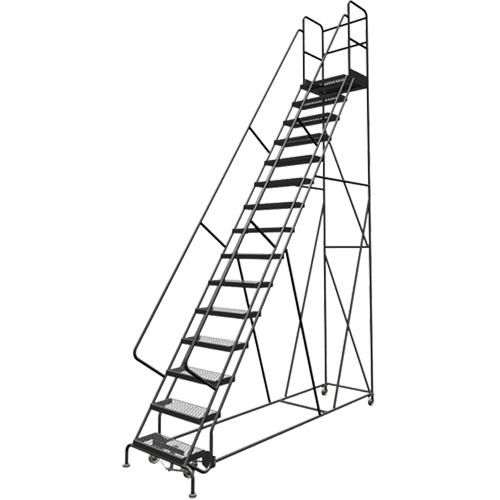Deep Top Step Rolling Ladder, 15 Steps, 24" Step Width, 150" Platform Height, Steel Air Extreme Inc.