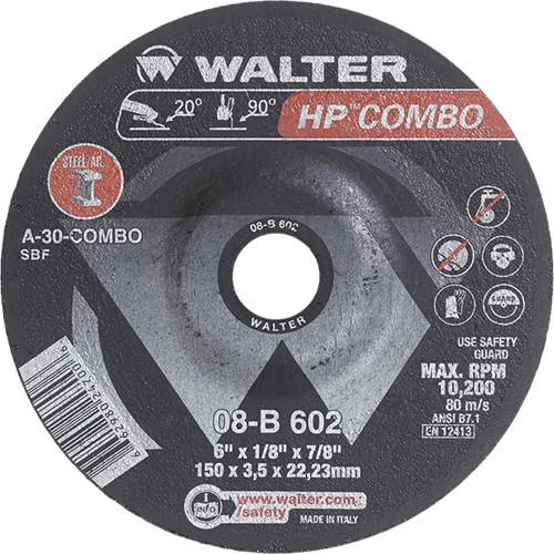 HP Combo Depressed Center Combination Wheel, 6" x 1/8", 7/8" Arbor, Type 27 Air Extreme Inc.