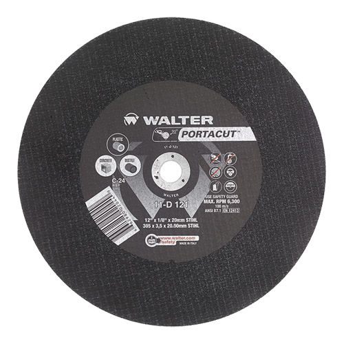 Meule &agrave; tronçonner rapide en acier inoxydable Portacut, 12" x 1/8", Arbre de 1", Type 1, Carbure de silicium, 6300 Tr/min Air Extreme Inc.