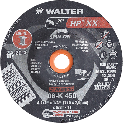 Meule &agrave; moyeu d&eacute;port&eacute; Double-X, 4-1/2" x 1/4", Arbre 5/8"-11, Type 27S Air Extreme Inc.