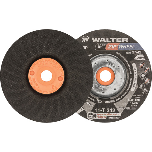 Meules &agrave; tronçonner renforc&eacute;es Zipcut vissables pour scies circulaires, 4-1/2" x 7/8", Arbre de 5/8"-11, Type 27, Oxyde d'aluminium, 13 300 Tr/min Air Extreme Inc.